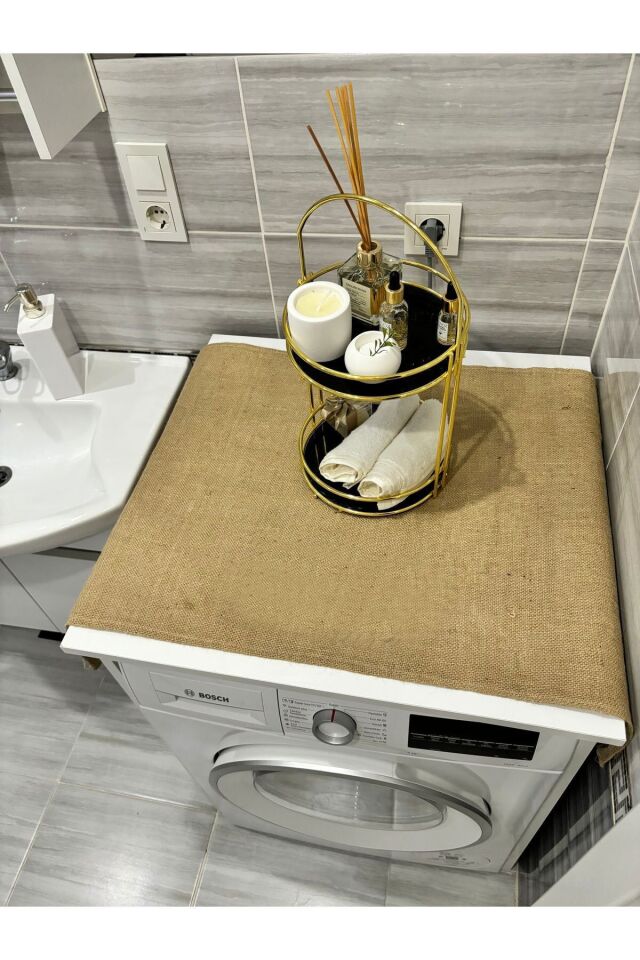Doğal Şıklık: Jüt Çamaşır Makinesi Buzdolabı Örtüsü 60x95