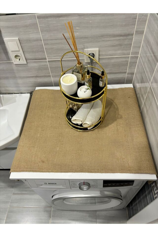 Doğal Şıklık: Jüt Çamaşır Makinesi Buzdolabı Örtüsü 60x95
