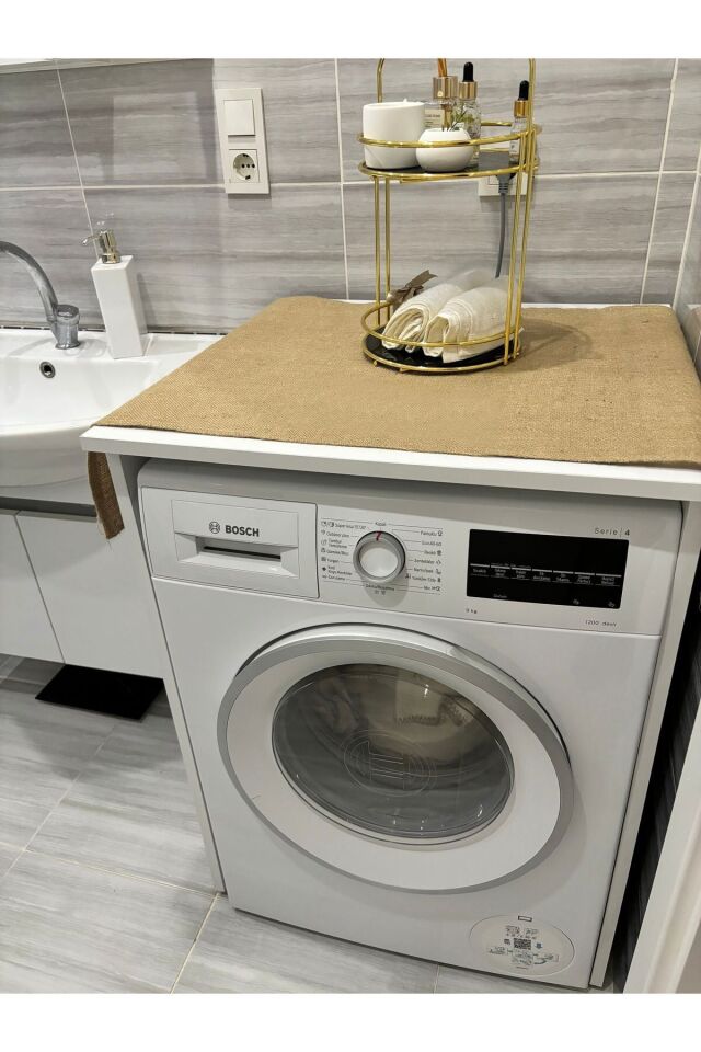 Doğal Şıklık: Jüt Çamaşır Makinesi Buzdolabı Örtüsü 60x95