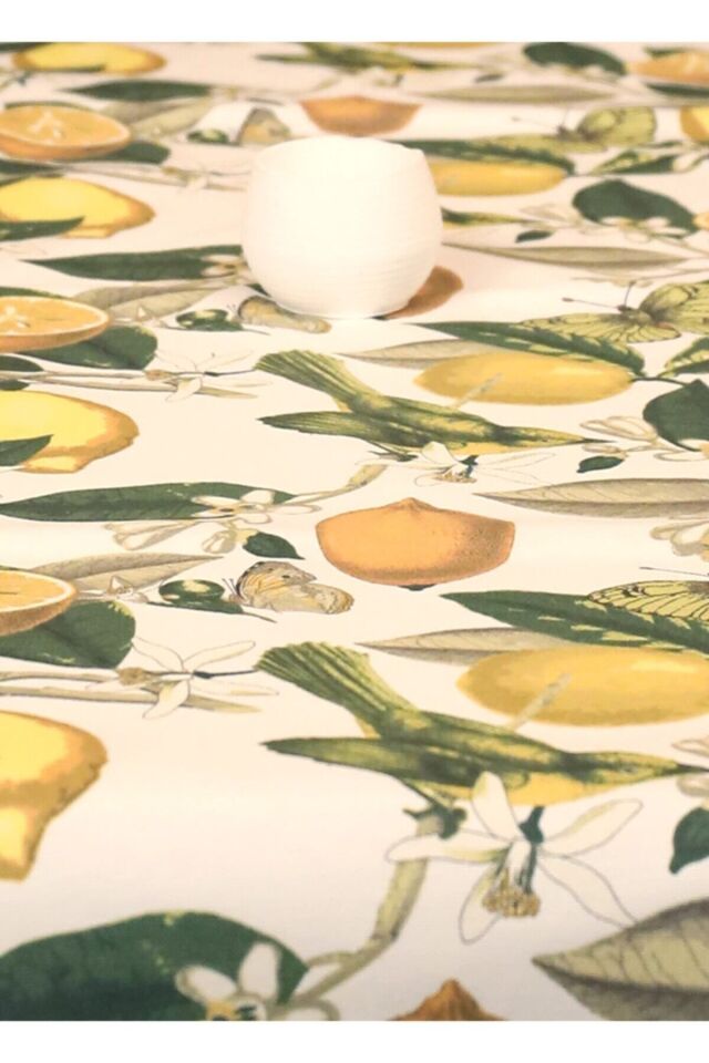 Ferahlatıcı Limon Dokusu: Modern Masa Dekorasyonu İçin Limon Desenli Püsküllü Runner , Masa Örtüsü