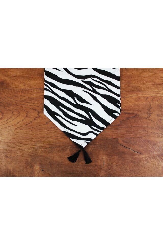 Siyah Beyaz Zebra Desenli Runner (masa Örtüsü, Amerikan Servisi)