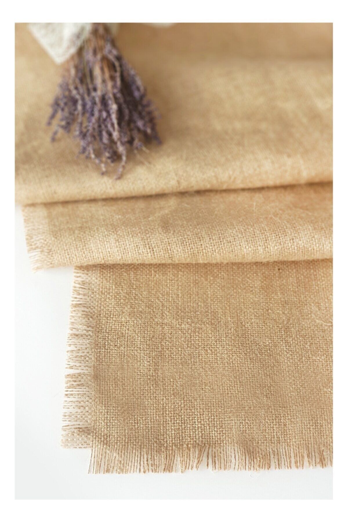 Rustik Jüt Kumaş Runner Dört Kenarı Saçaklı 45cm X 120cm