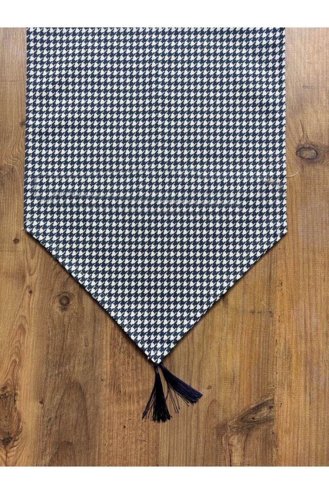 Modern Altıgen Desenli Duck Keten Runner ve 6'lı Pembe Supla Seti Laci Saks Kaz - 40 x 140