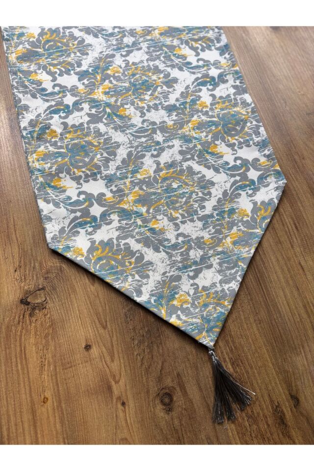 Bahar Çiçekleri Duck Keten Runner ve 6'lı Kırmızı Supla Seti mint avan krem - 140 x 40