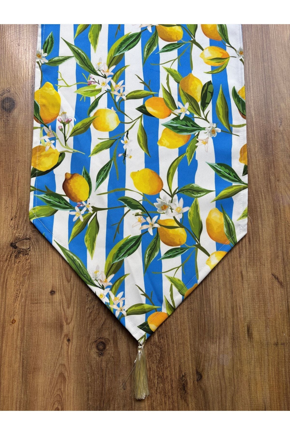 Çizgili Limon Duck Keten Su Geçirmez Kirlenmez Runner Çizgili Limon - 40 x 140