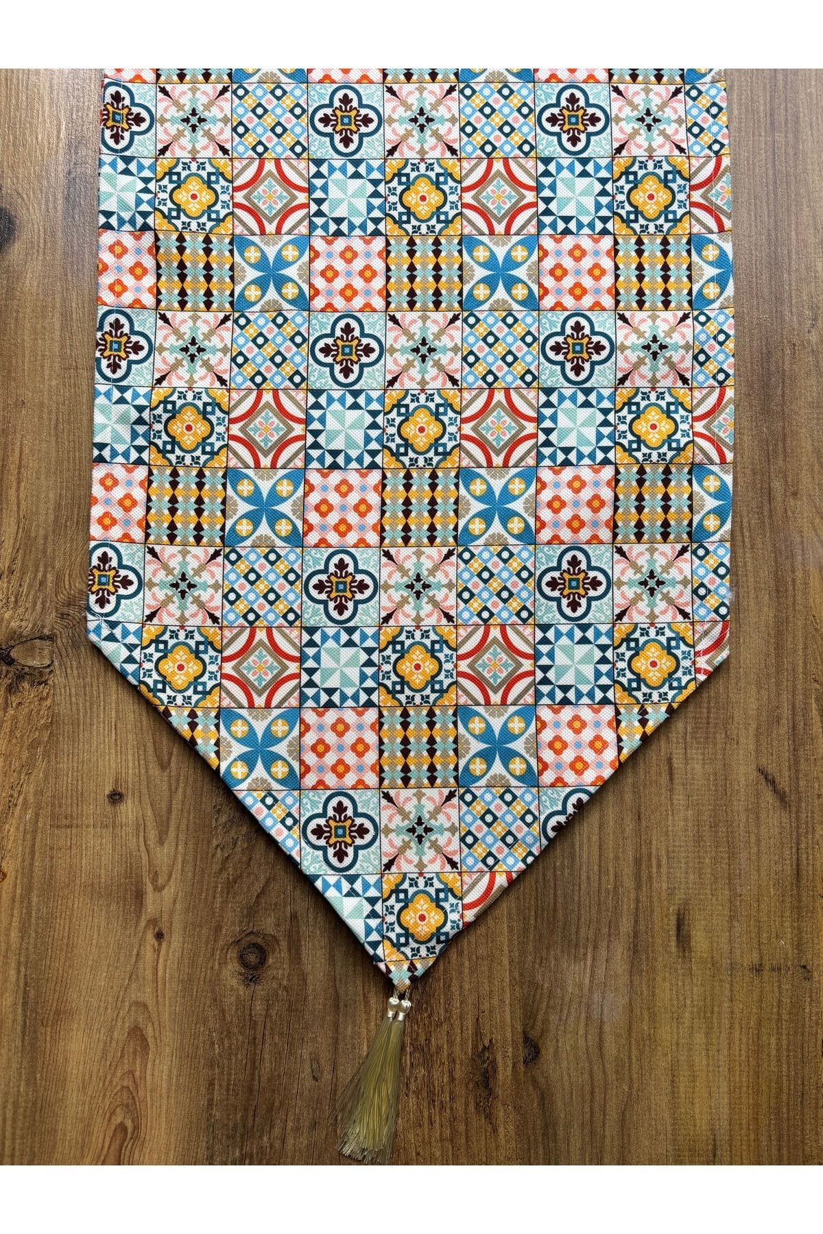 Çizgili Limon Duck Keten Su Geçirmez Kirlenmez Runner Çini Desen - 40 x 140