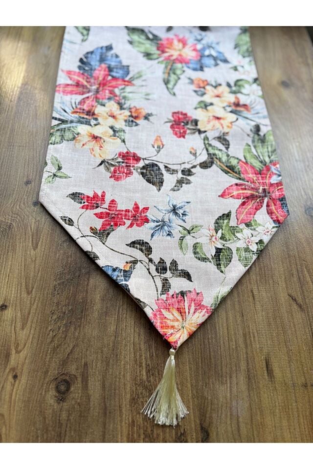 Çizgili Limon Duck Keten Su Geçirmez Kirlenmez Runner Bahar Çiçekleri - 40 x 140