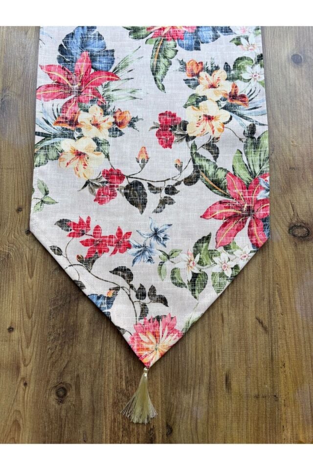 Çizgili Limon Duck Keten Su Geçirmez Kirlenmez Runner Bahar Çiçekleri - 40 x 140