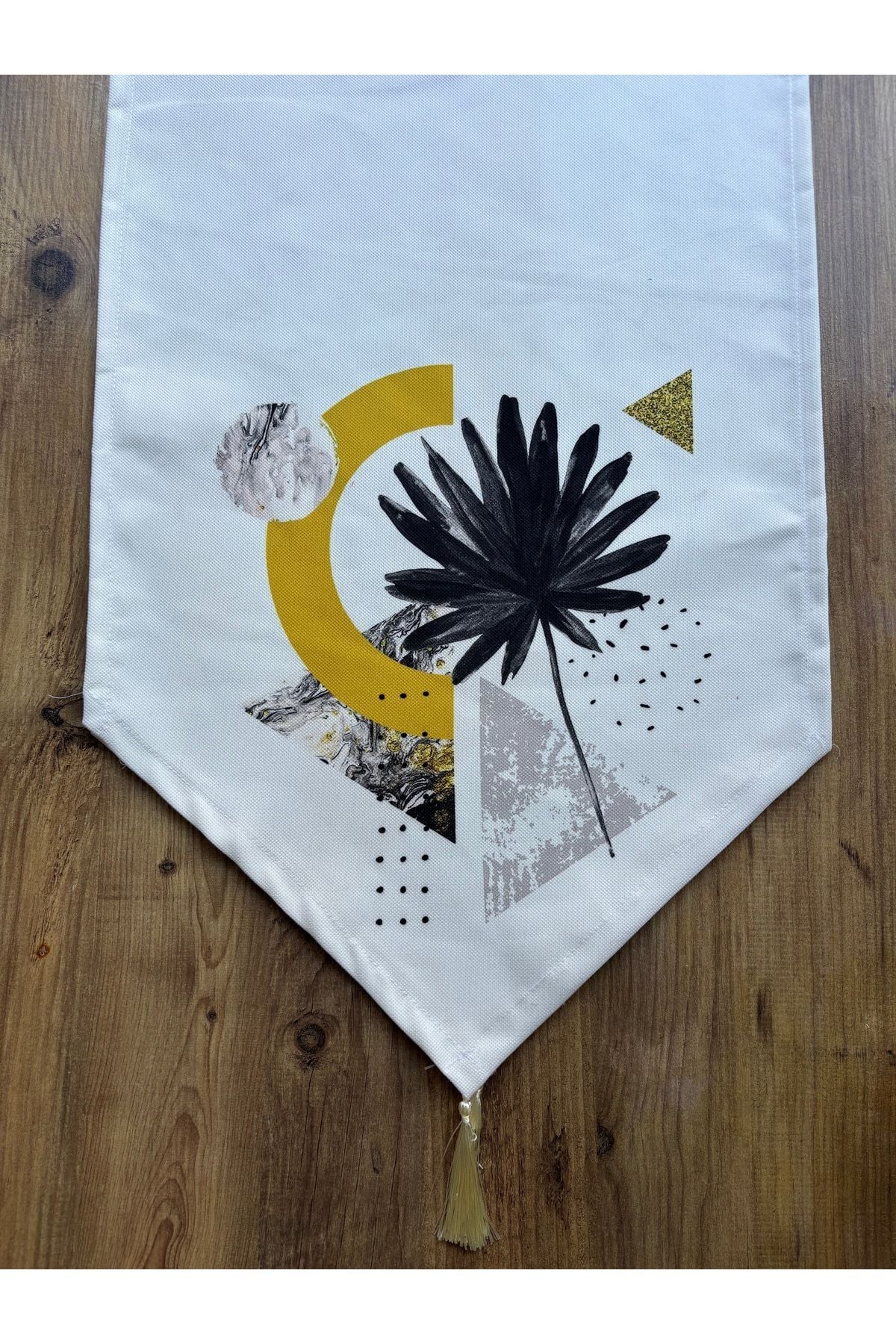 Çizgili Limon Duck Keten Su Geçirmez Kirlenmez Runner Modern Palmiye - 40 x 140