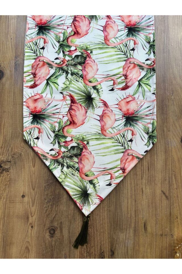 Çizgili Limon Duck Keten Su Geçirmez Kirlenmez Runner Flamingolar - 40 x 140