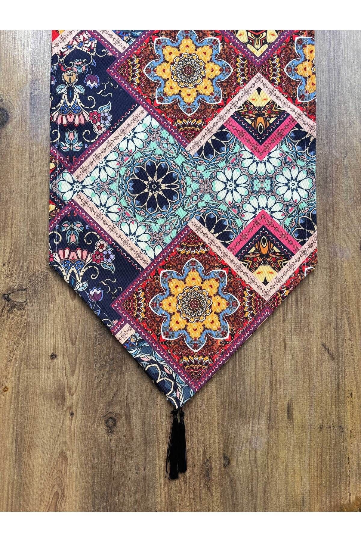 Çizgili Limon Duck Keten Su Geçirmez Kirlenmez Runner Retro Çiçek - 40 x 140