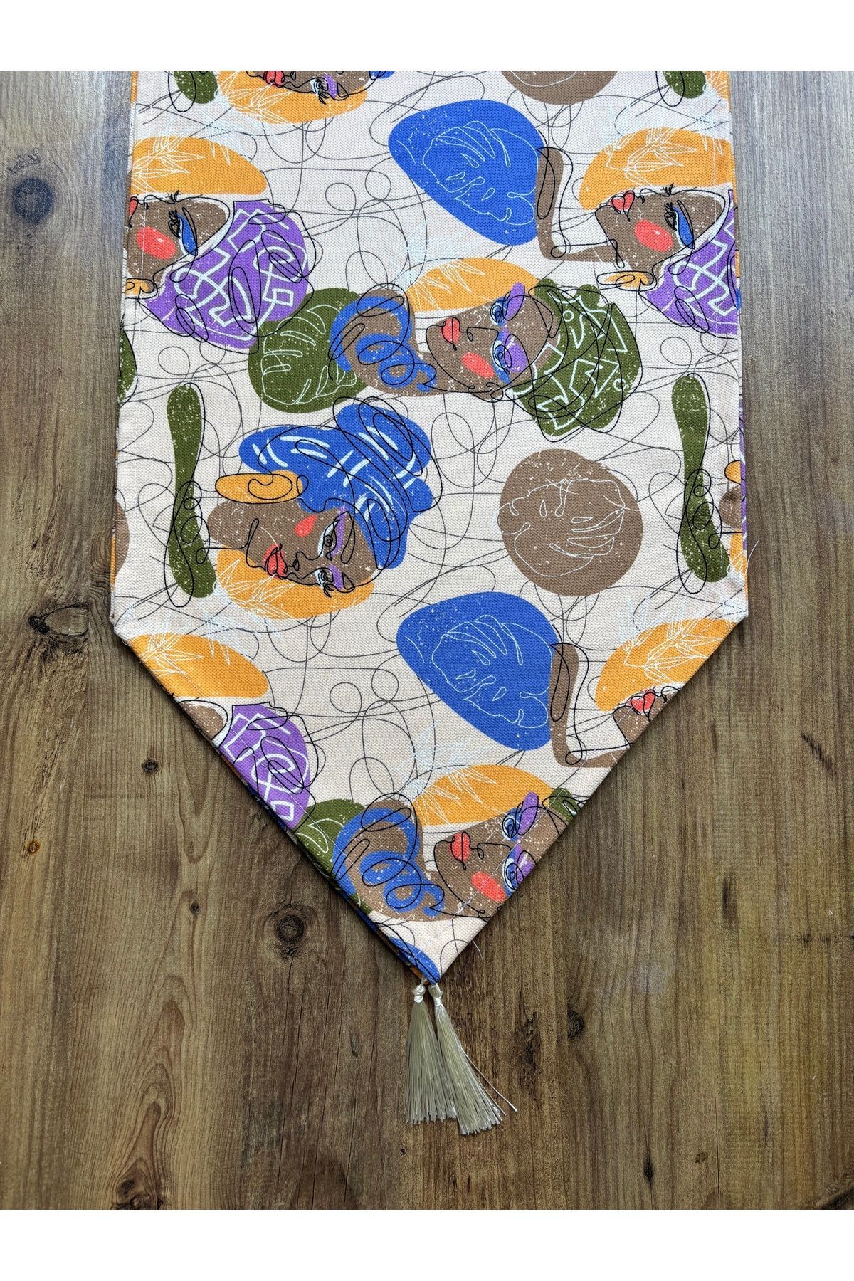 Çizgili Limon Duck Keten Su Geçirmez Kirlenmez Runner Afrikan - 40 x 140