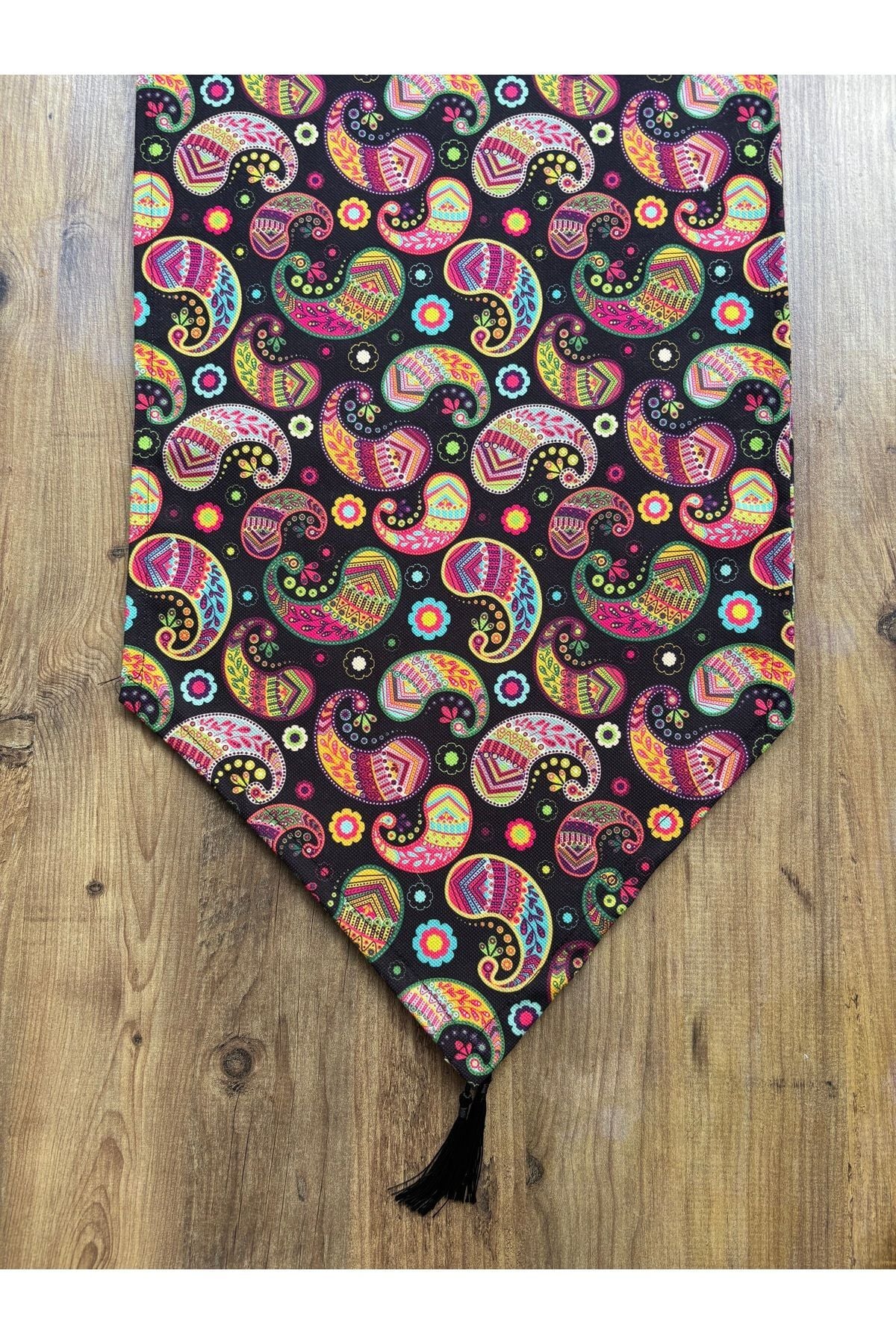 Çizgili Limon Duck Keten Su Geçirmez Kirlenmez Runner Siyah Damlacıklar - 40 x 140