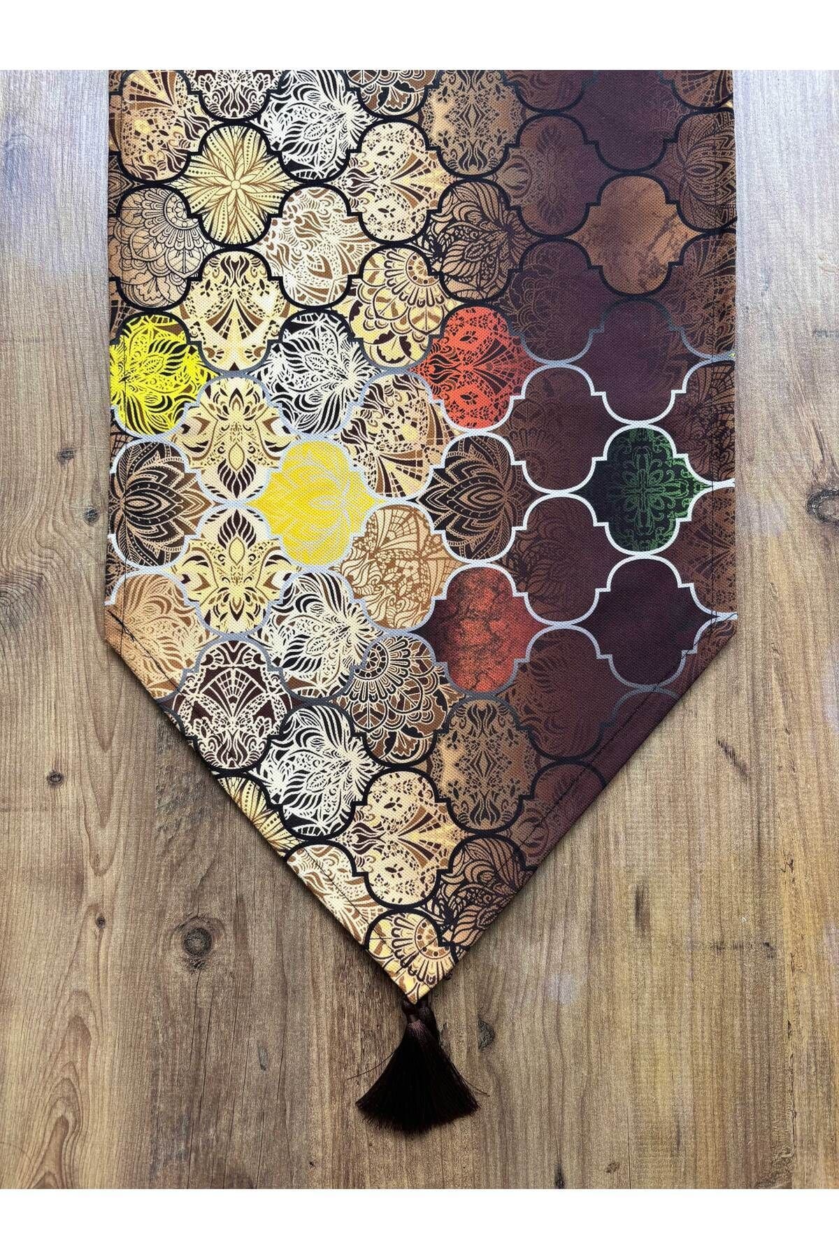 Çizgili Limon Duck Keten Su Geçirmez Kirlenmez Runner Gold Moroccan - 40 x 140