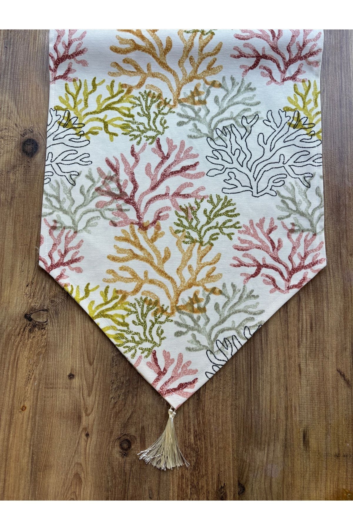 Çizgili Limon Duck Keten Su Geçirmez Kirlenmez Runner Turuncu Mercan - 40 x 140
