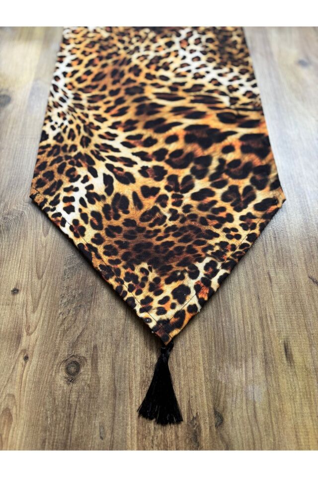 Çizgili Limon Duck Keten Su Geçirmez Kirlenmez Runner Leopar - 40 x 140