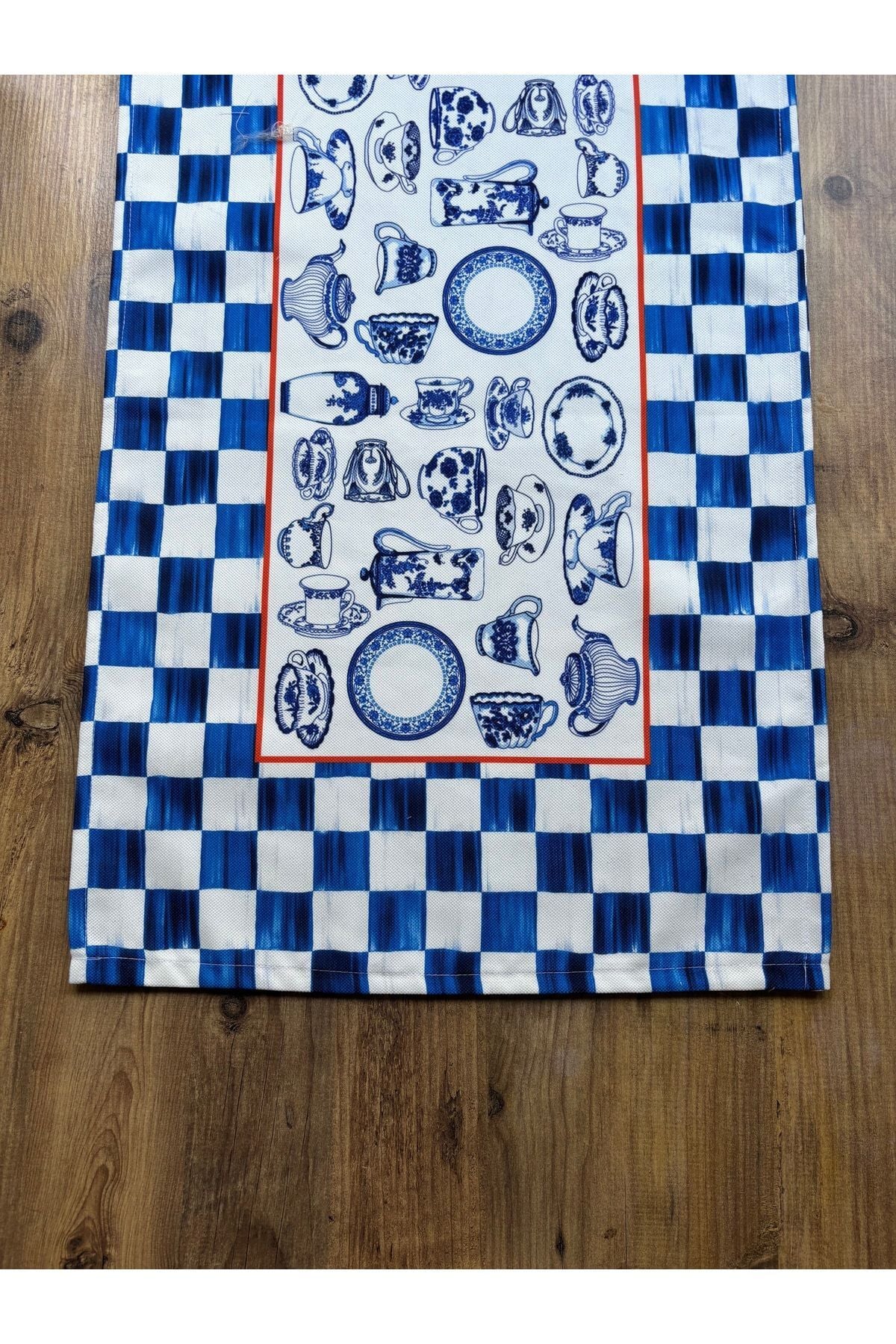 Çizgili Limon Duck Keten Su Geçirmez Kirlenmez Runner Saks Dama - 40 x 140