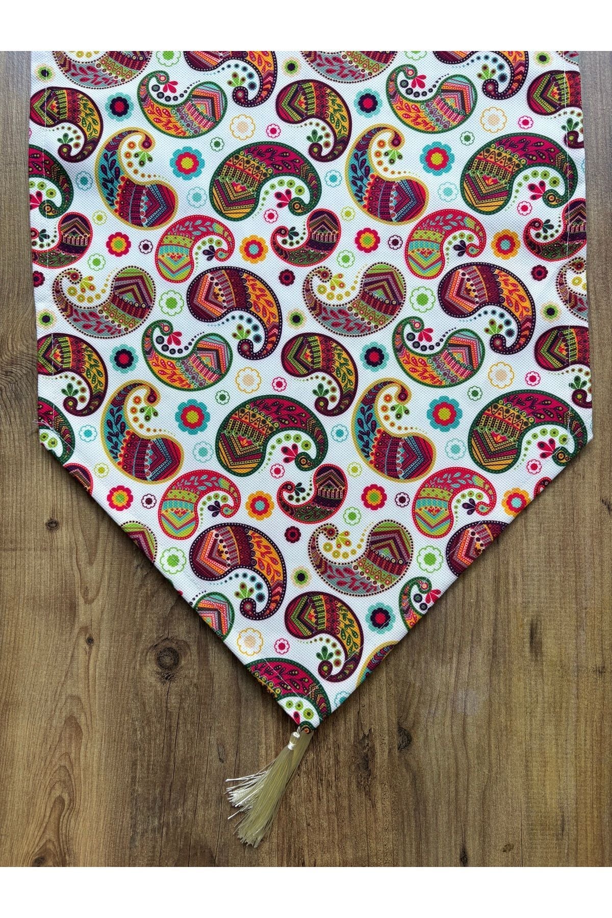 Çizgili Limon Duck Keten Su Geçirmez Kirlenmez Runner Beyaz Damlacıklar - 40 x 140