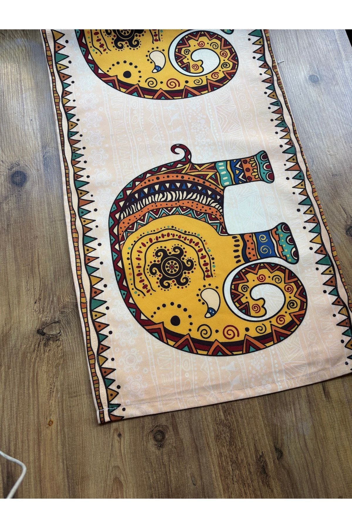 Çizgili Limon Duck Keten Su Geçirmez Kirlenmez Runner 3 Deve - 40 x 140