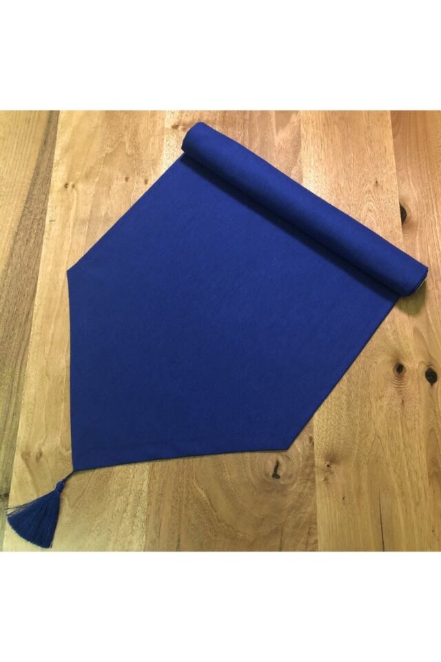 Derinlik ve Elegans: Lacivert Püsküllü Runner , Masa Örtüsü lacivert - 40 x 130
