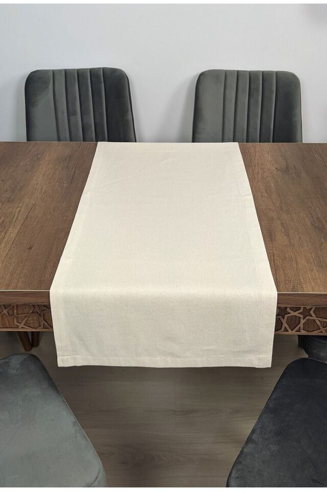 Hareketli ve Renkli: Saks Renkli Runner ile Modern Masa Dekoru , Masa Örtüsü bej - 40 x 130
